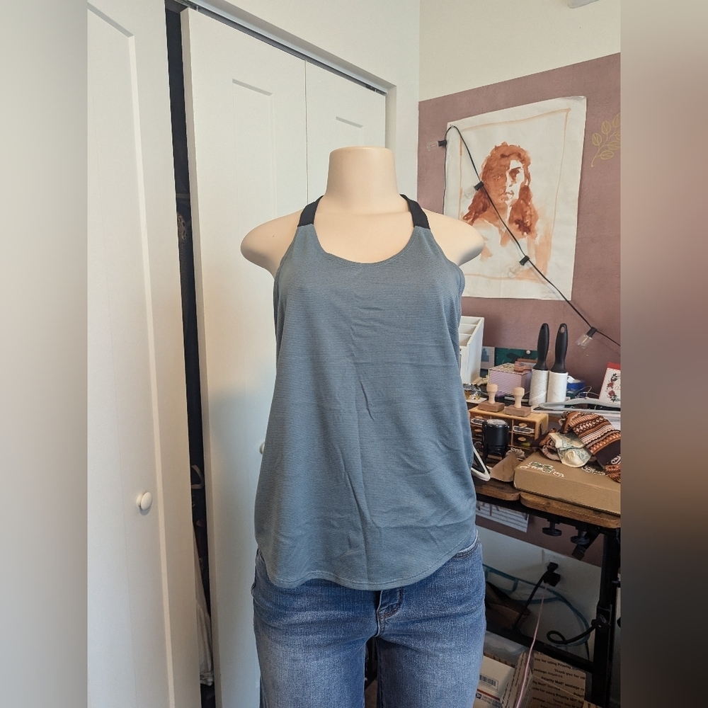 Athletic Tank Top Racerback Activewear‎ Workout Top Blue Sleeveless